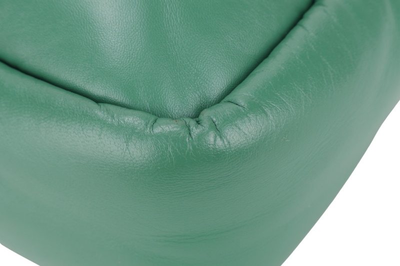 PRADA SOFT PADDED GREEN LEATHER SILVER HARDWARE WITH BOX