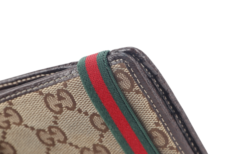 GUCCI GG 152621 BI FOLD WALLET BROWN CANVAS WITH BOX