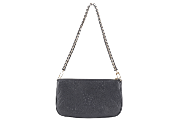 LOUIS VUITTON M80399 MULTI POCHETTE ACCESSORIES BLACK GIANT MONOGRAM EMPREINTE LEATHER GOLD HARDWARE WITH CHAIN, STRAPS AND DUST COVER