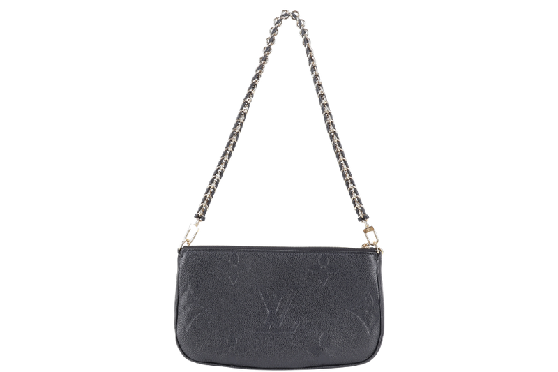 LOUIS VUITTON M80399 MULTI POCHETTE ACCESSORIES BLACK GIANT MONOGRAM EMPREINTE LEATHER GOLD HARDWARE WITH CHAIN, STRAPS AND DUST COVER