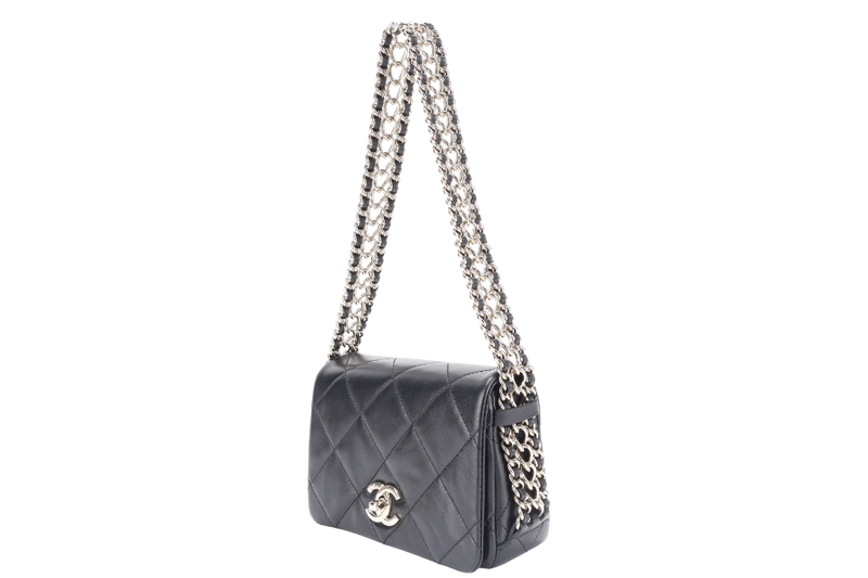 CHANEL CHAIN AROUND SHOULDER BAG (NPL1xxxx) BLACK LAMBSKIN GOLD HARDWARE WITH DUST COVER, BOX AND PAPER BAG