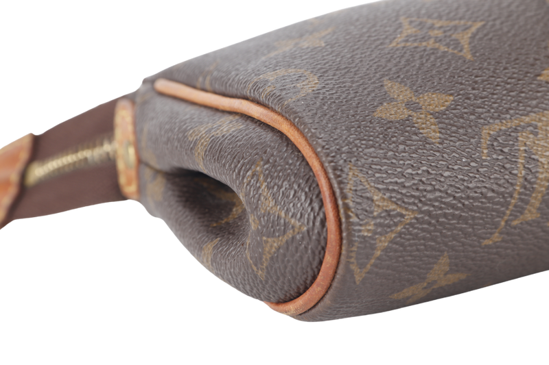 LOUIS VUITTON M95567 EVA CLUTCH MONOGRAM CANVAS GOLD HARDWARE WITH LEATHER, CHAIN STRAPS AND DUST COVER