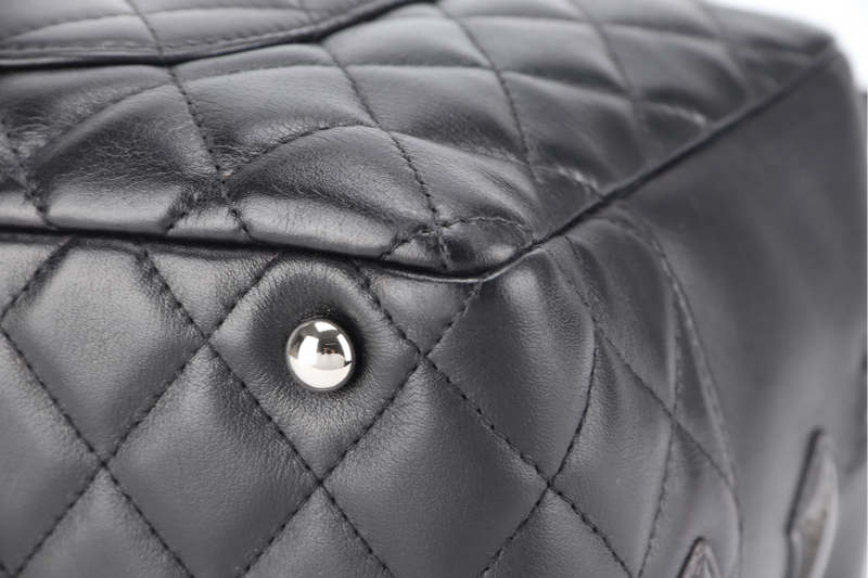 CHANEL VINTAGE CAMBON BOWLER BAG BLACK LAMBSKIN 1023xxxx WITH DUST COVER