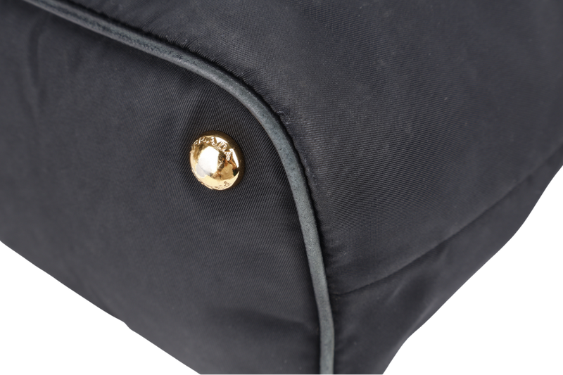 PRADA BR4997 SHOULDER TOTE BAG NERO TESSUTO SAFFIANO GOLD HARDWARE WITH CHARM, CARD AND NO DUST COVER