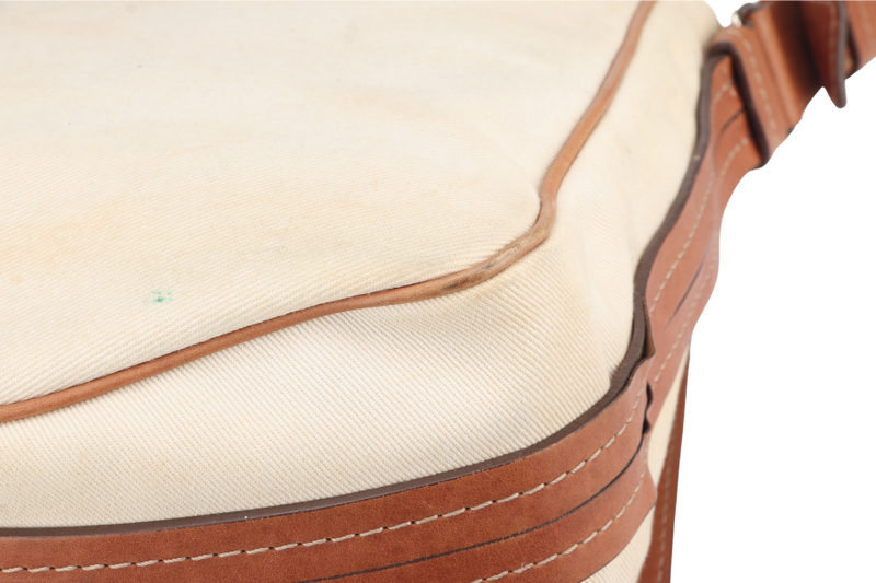 SALVATORE FERRAGAMO MESSENGER BAG SPRING 2012 MENSWEAR BROWN LEATHER WITH CANVAS SILVER HARDWARE NO DUST COVER