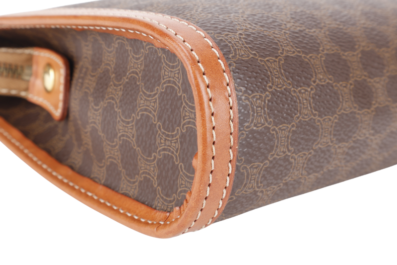 CELINE M94 MACADAM CLUTCH BROWN MONOGRAM COATED CANVAS GOLD HARDWARE NO DUST COVER