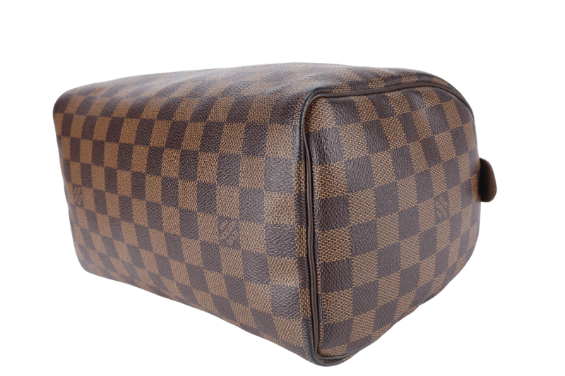 LOUIS VUITTON SPEEDY 25 DAMIER EBENE GOLD HARDWARE WITH KEYS&LOCK AND DUST COVER