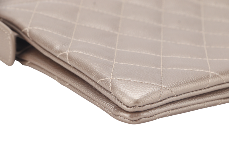 CHANEL METALLIC BRONZE CAVIAR ZIPPY CLUTCH (2481xxxx) RUTHENIUM HARDWARE NO CARD WITH DUST COVER