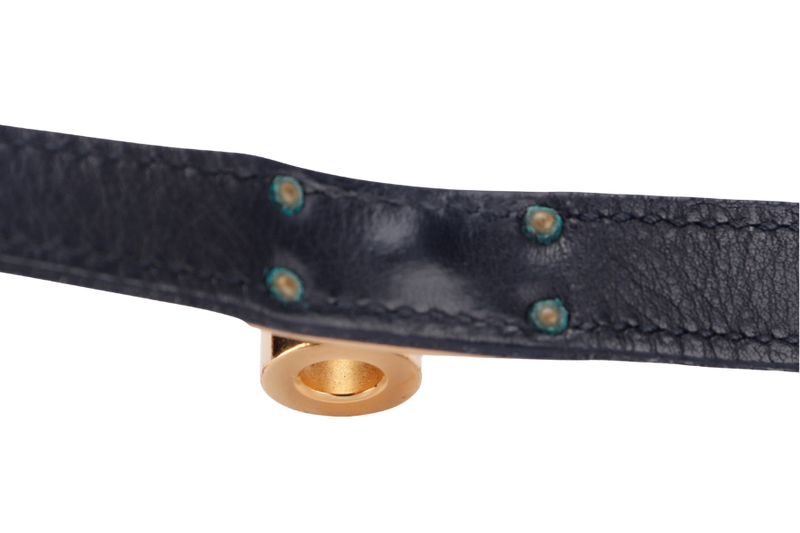 Hermes Kelly Double Tour Bracelet in Gold Guilloche Hardware, Black Leather, no Dust Cover & Box