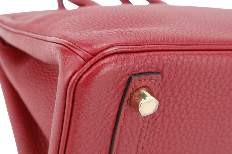 HERMES BIRKIN 25 ROUGE GRENAT TOGO GOLD HARDWARE STAMP C (YEAR 2018) WITH KEYS&LOCK, RAINCOAT, CARE CARD, DUST COVER AND BOX