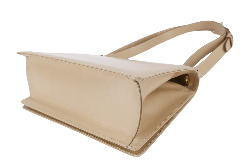 SALVATORE FERRAGAMO GANCINI SHOULDER BAG BEIGE LEATHER GOLD HARDWARE WITH DUST COVER