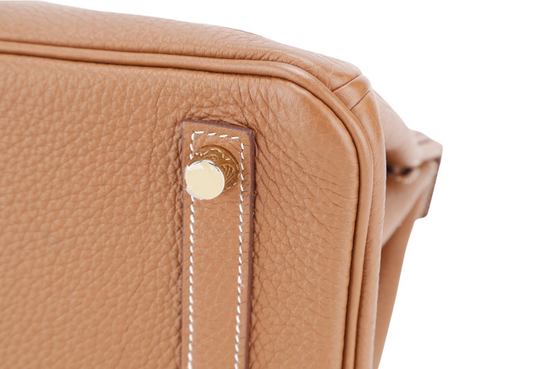 HERMES BIRKIN 25 GOLD TOGO LEATHER STAMP Y (YEAR 2020) GOLD HARDWARE WITH LOCK&KEYS, RAINCOAT, DUST COVER AND BOX