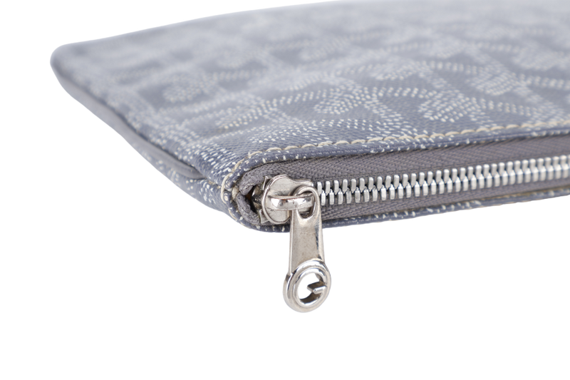 GOYARD SENAT CLUTCH GREY GOYARDINE SILVER HARDWARE NO DUST COVER