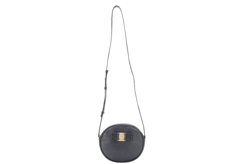 SALVATORE FERRAGAMO VARA BOW MINI CROSSBODY BAG BLACK CALF LEATHER WITH DUST COVER