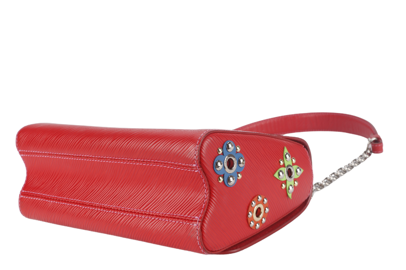 LOUIS VUITTON TWIST LIMITED EDITION MECHANICAL FLOWERS BAG MM RED EPI LEATHER SILVER HARDWARE WITH DUST COVER