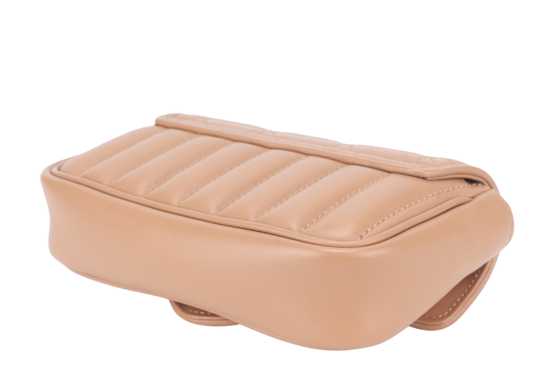 GUCCI GG MARMONT SUPER MINI BEIGE MATELASSE CHEVRON LEATHER RUTHENIUM HARDWARE WITH DUST COVER AND BOX