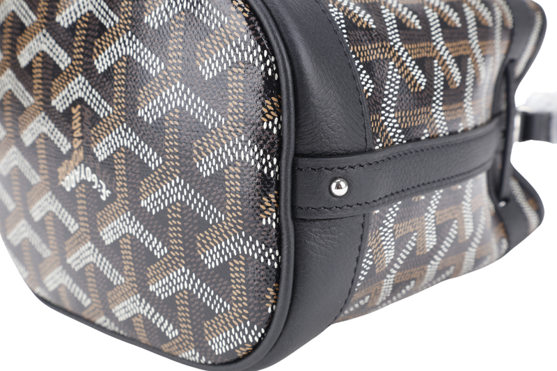 GOYARD PETIT FLOT MINI BUCKET BLACK SILVER HARDWARE WITH STRAPS AND DUST COVER