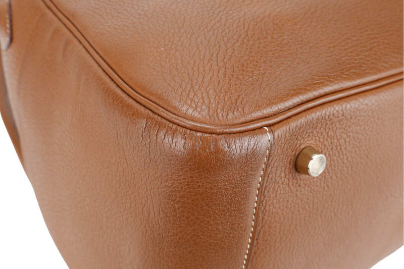 HERMES LINDY 34 STAMP K SQUARE (YEAR 2007) GOLD CLEMENCE LEATHER GOLD HARDWARE WITH DUST COVER