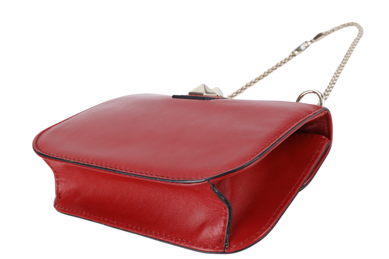 VALENTINO GARAVANI LOCK MINI RED LEATHER SHOULDER BAG WITH DUST COVER