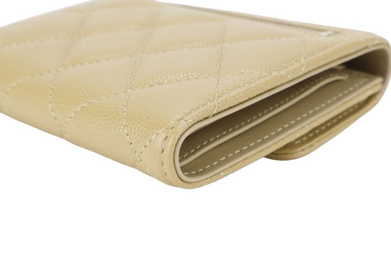 CHANEL QUILTED COMPACT FLAP WALLET PISTACHIO GREEN CAVIAR LEATHER GOLD HARDWARE MICROCHIP (UL3Lxxxx) WITH DUST COVER