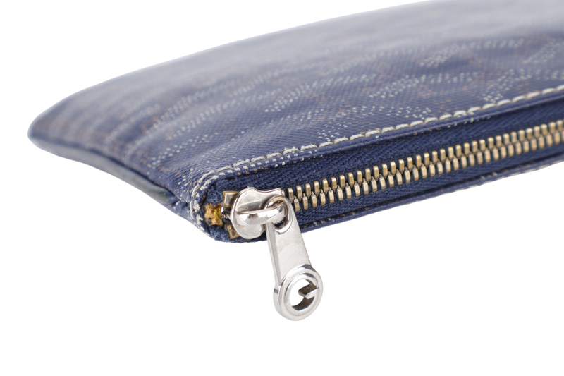 GOYARD SENAT CLUTCH BLUE GOYARDINE SILVER HARDWARE NO DUST COVER