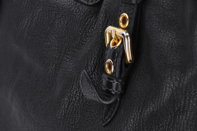 MIU MIU TOP HANDLE SHOULDER BAG BLACK LEATHER GOLD HARDWARE