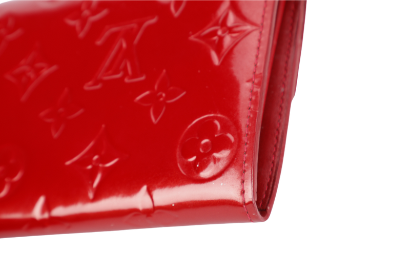 LOUIS VUITTON MONOGRAM VERNIS SARAH WALLET RED WITH DUST COVER