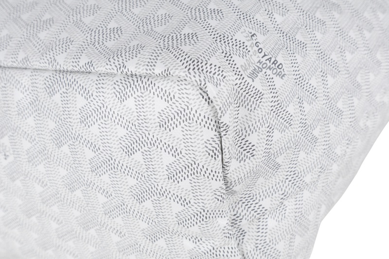 GOYARD SAINT LOUIS PM WHITE GOYARDINE SILVER & GREY LINES WITH POUCH WITH DUST COVER