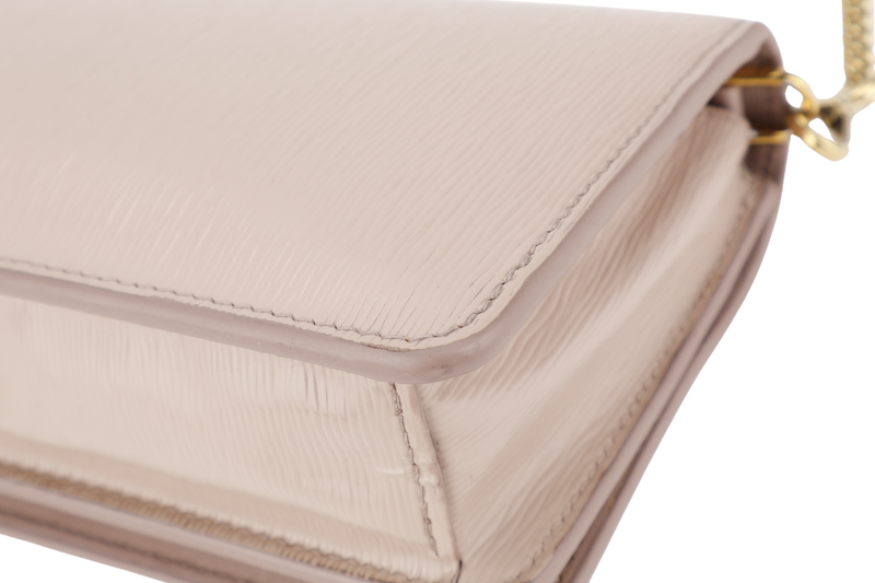 PRADA BANDOLIERA TRIANGLE LOGO HANDBAG MINI BEIGE LEATHER GOLD HARDWARE WITH DUST COVER AND BOX