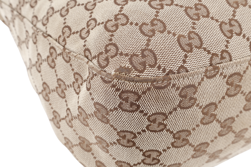 GUCCI SHOULDER BAG BEIGE CANVAS WITH SILVER HARDWARE AND DUST COVER