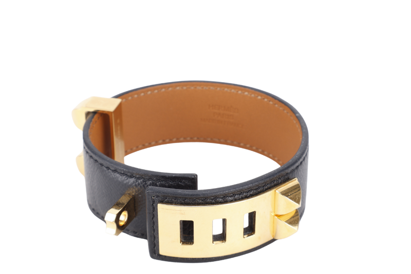 HERMES CDC 24 BLACK MADAME LEATHER GOLD HARDWARE STAMP U (YEAR 2022) WITH DUST COVER AND BOX