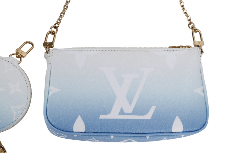 LOUIS VUITTON M57633 MULTI POCHETTE ACCESSORIES BLUE GIANT MONOGRAM CANVAS, WITH STRAP, CHAIN, DUST COVER & BOX