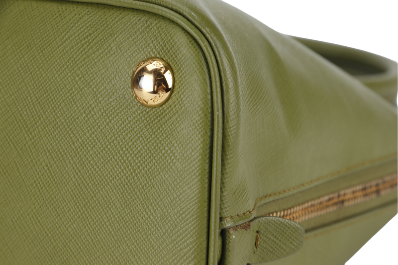 PRADA PROMENADE SATCHEL (BL0837) SMALL GREEN SAFFIANO LUX LEATHER GOLD HARDWARE WITH STRAP AND DUST COVER