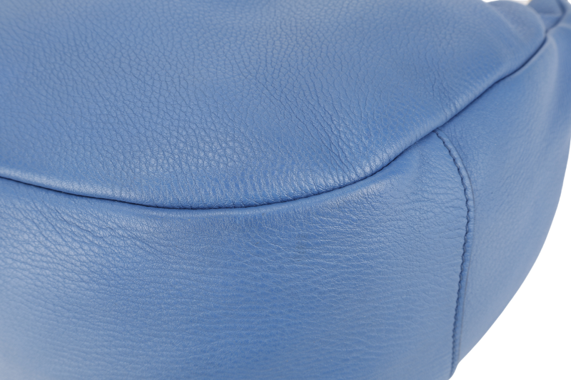 PRADA ZIP TOP HOBO VITELLO DAINO BAG LARGE BLUE LEATHER GOLD HARDWARE NO DUST COVER