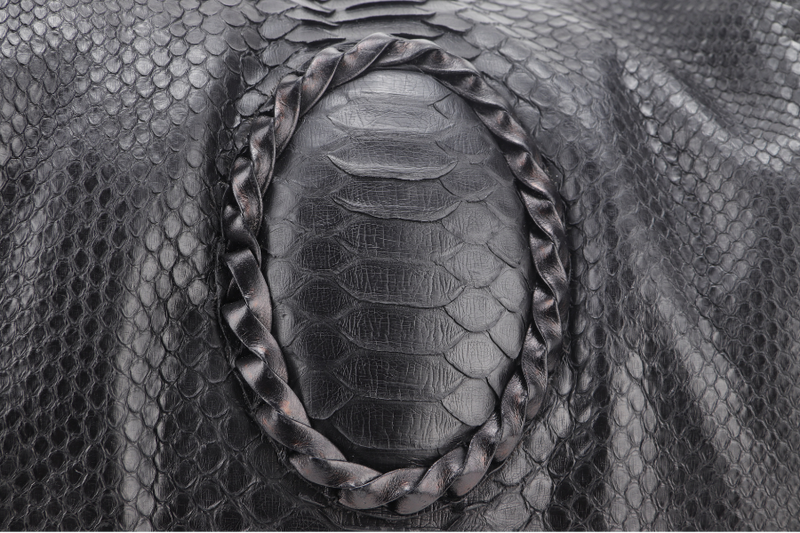 BOTTEGA VENETA BLACK PYTHON SKIN LARGE HOBO BAG WITH DUST COVER