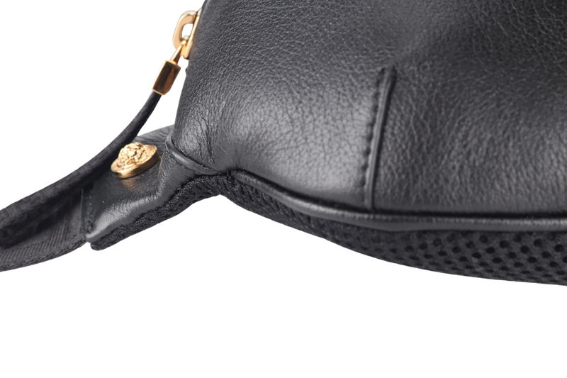 VERSACE MENDUSA BELT BAG BLACK CALF LEATHER GOLD HARDWARE WITH DUST COVER