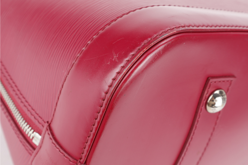 LOUIS VUITTON ALMA GM BURGUNDY EPI LEATHER SILVER HARDWARE WITH DUST COVER
