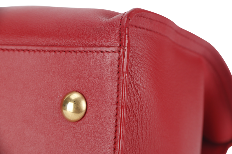 SAINT LAURENT CLASSIC Y CABAS (311210) SMALL RED LEATHER GOLD HARDWARE NO DUST COVER