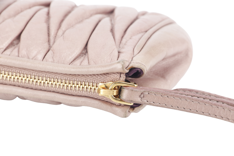 MIU MIU NAPPA MATELASSE WRISTLET PINK LEATHER GOLD HARDWARE NO DUST COVER
