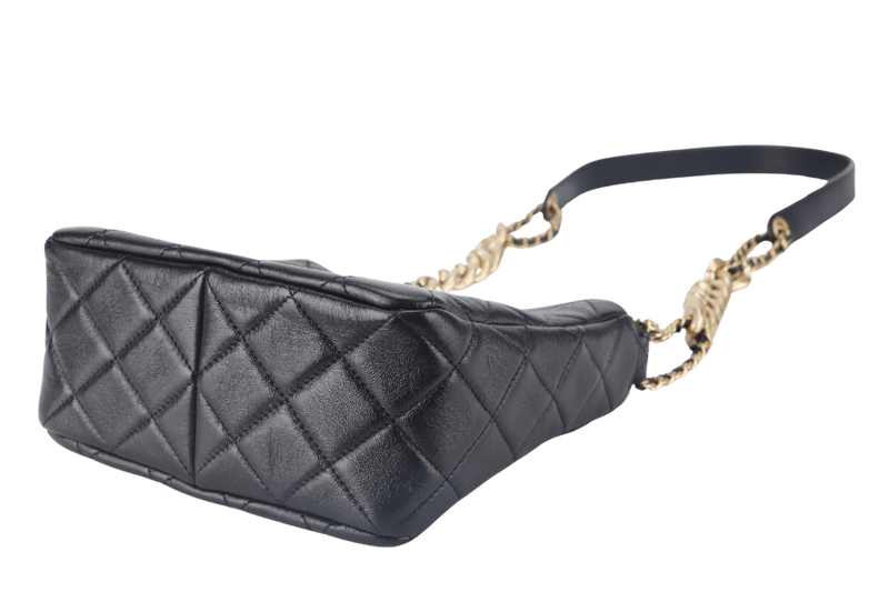 CHANEL 22P HOBO BAG (K63xxxx) BLACK SMALL LAMBSKIN GOLD HARDWARE WITH DUST COVER AND BOX