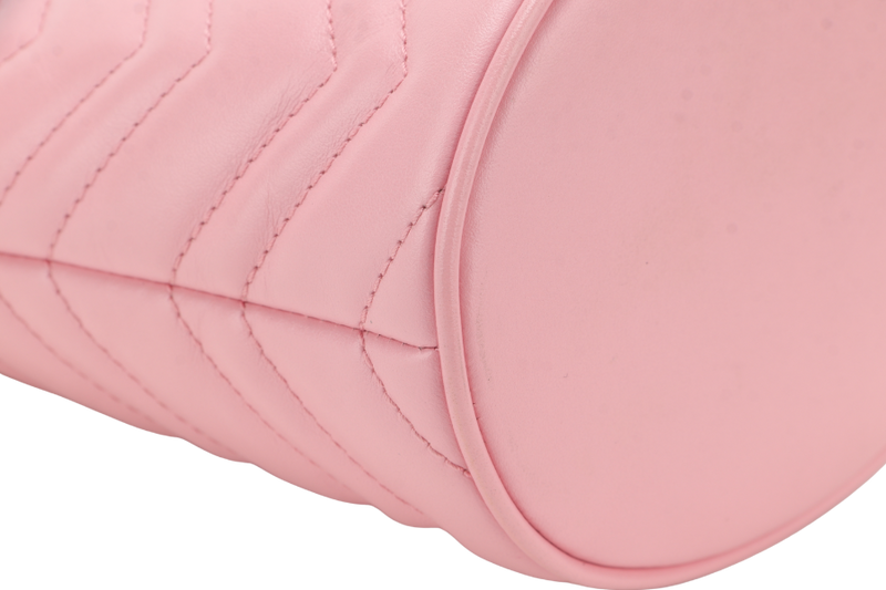 GUCCI GG MARMONT MINI BUCKET BAG PINK CALFSKIN LEATHER NO DUST COVER