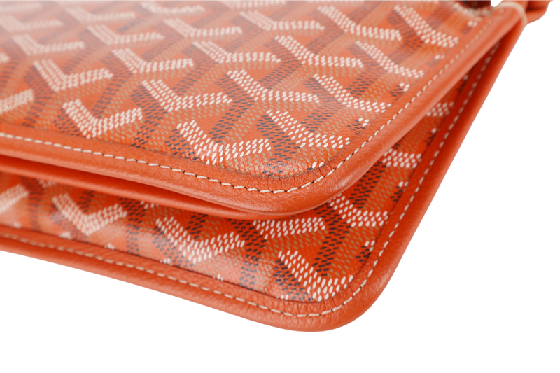 GOYARD GOYARDINE PLUMET ORANGE CANVAS SLING BAG SILVER HARDWARE NO DUST COVER