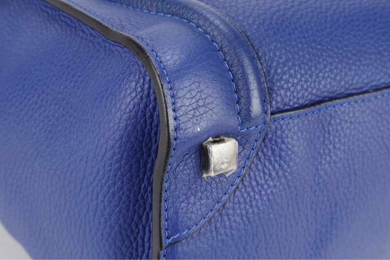 CELINE LUGGAGE TOTE BAG MICRO BLUE CALF LEATHER SILVER HARDWARE NO DUST COVER
