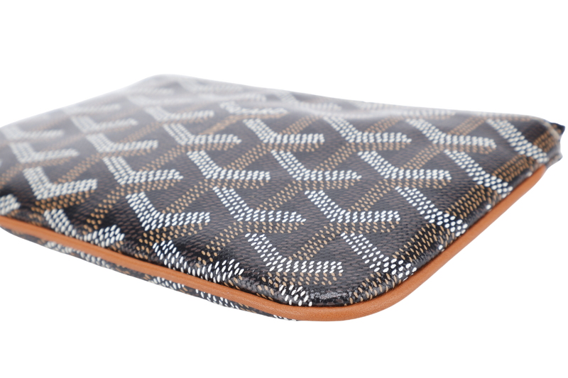 GOYARD SENAT PM POUCH BLACK AND TAN COLOR WITH BOX