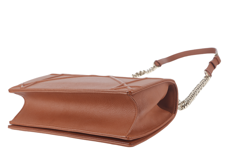 CHRISTIAN DIOR DIORAMA SHOULDER BAG (09-BO-0176) COPPER BROWN LEATHER GOLD HARDWARE WITH STRAPS , CARD AND DUST COVER