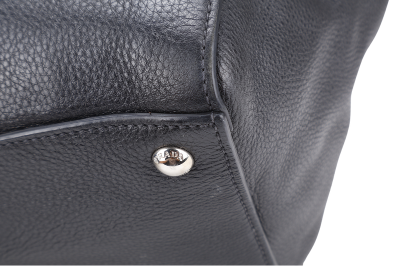 PRADA TOTE BAG BLACK LEATHER GOLD HARDWARE NO DUST COVER