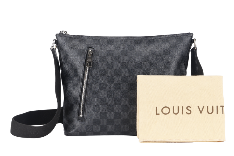 LOUIS VUITTON MICK MM MESSENGER BAG (N41106) DAMIER GRAPHITE SILVER HARDWARE WITH DUST COVER