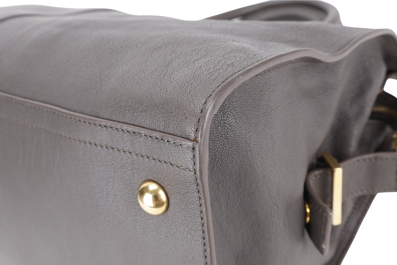 YVES SAINT LAURENT (YSL) CABAS Y LIGNE DARK GREY LEATHER GOLD HARDWARE WITH DUST COVER AND STRAPS