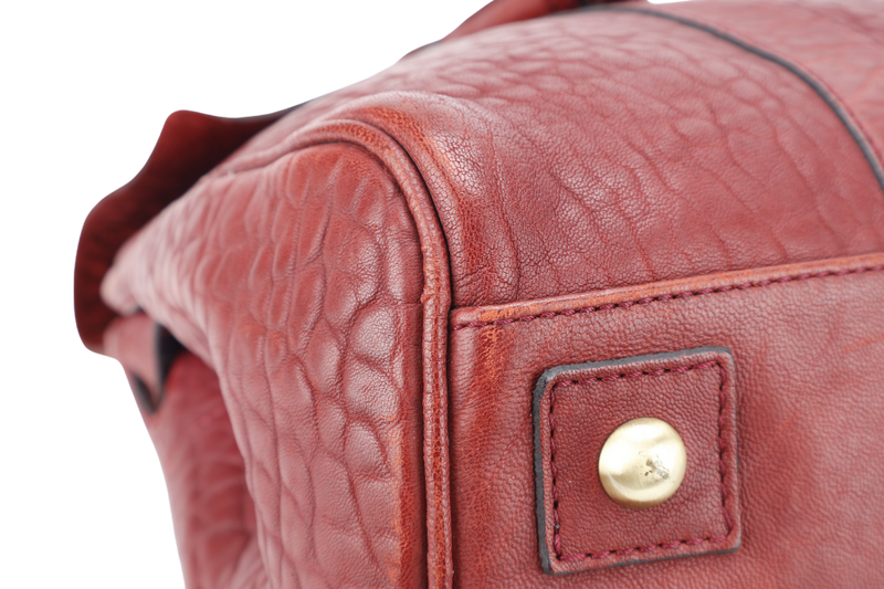 MULBERRY THE BAYSWATER SATCHEL BURGUNDY LEATHER GOLD HARDWARE NO DUST COVER