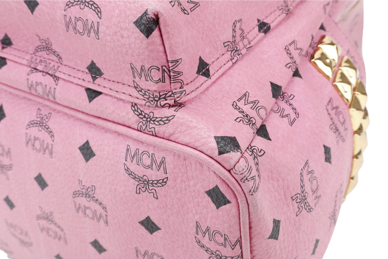 MCM STARK BACKPACK IN PINK VISETORS LEATHER GOLD HARDWARE NO DUST COVER